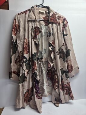 Chico's Blush Watercolor Floral Drape Jacket